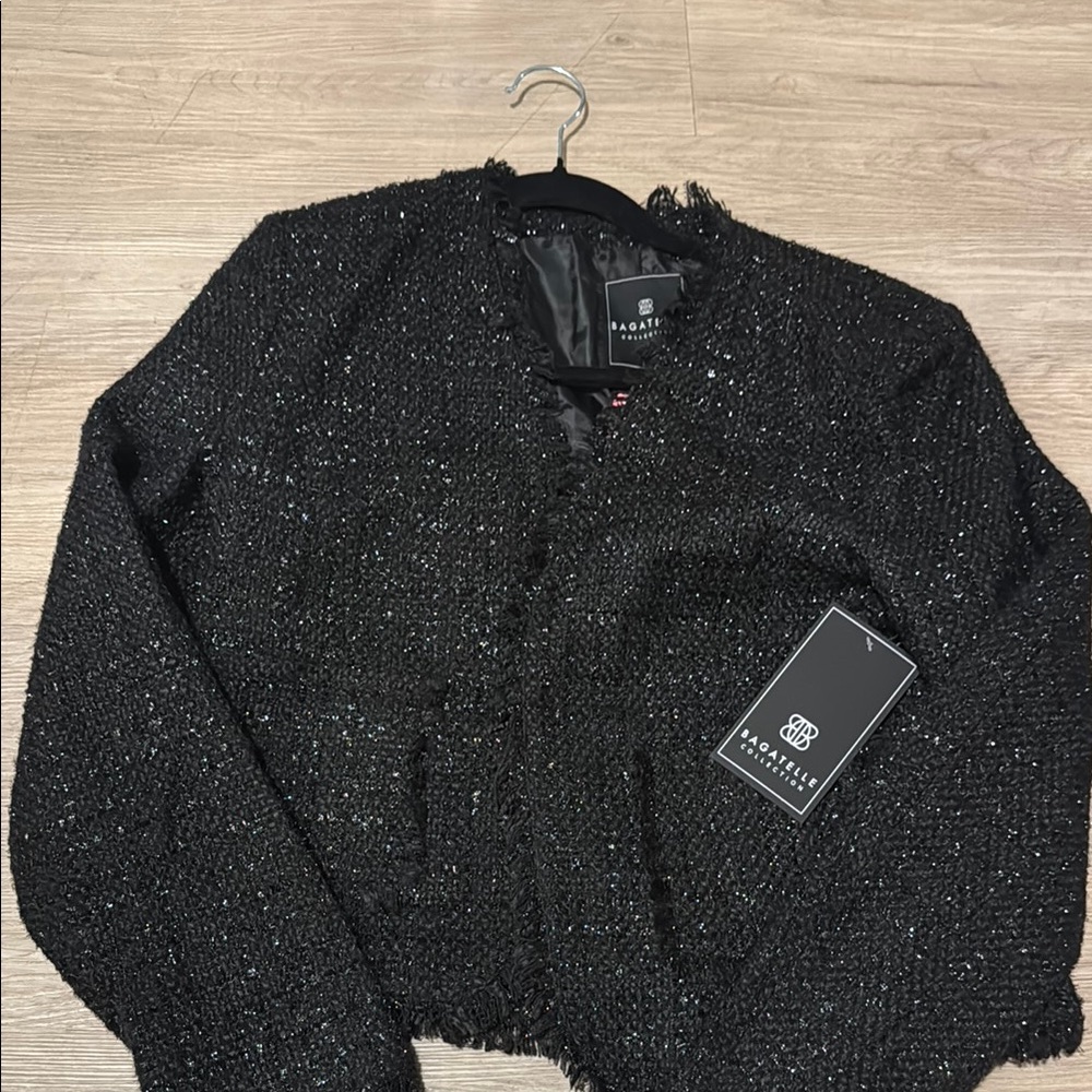 Badgley Mischka Black Blazer with Sparkly Texture